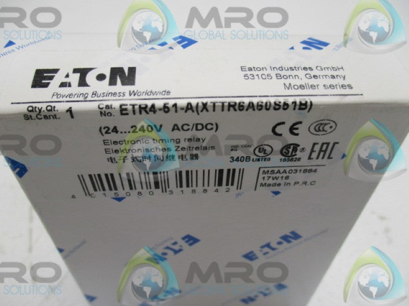 EATON  ETR4-51-A TIMING RELAY 3-60SECONDS 24-240V  NE WIN BOX