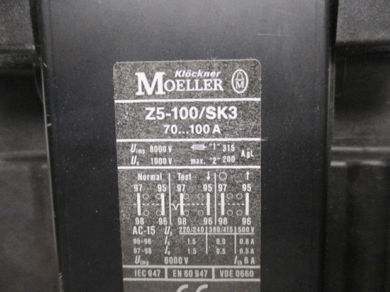 KLOCKNER MOELLER Z5-100/SK3 MOTOR OVERLOAD RELAY 70-100A   NSMP