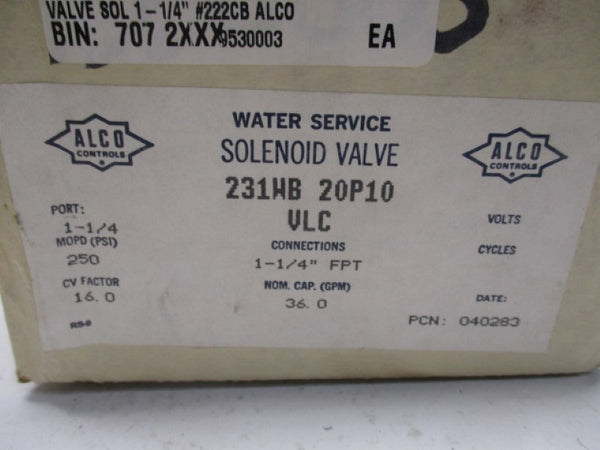 ALCO 231WB20P10 SOLENOID VALVE 1-1/4" 120V  NSMP