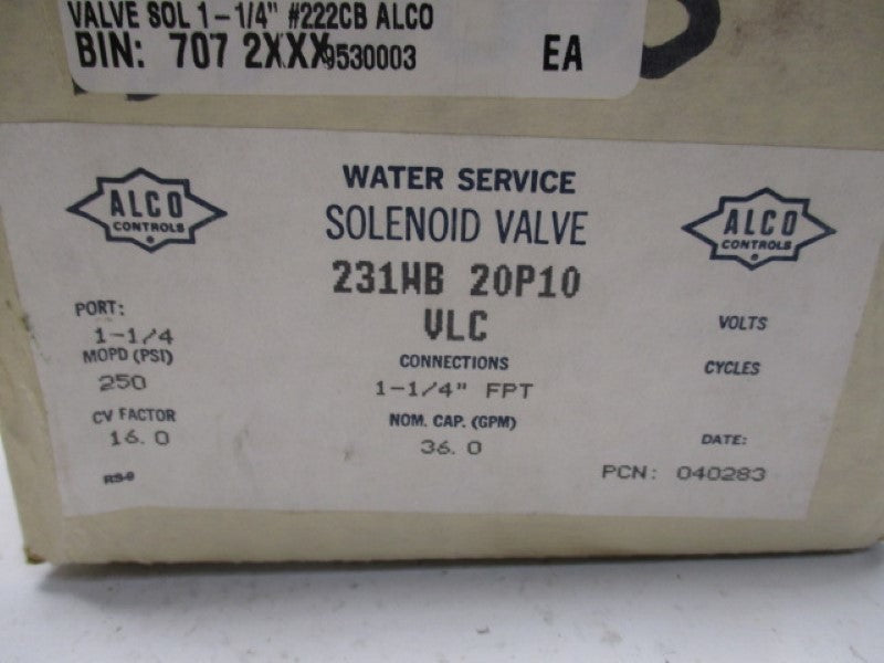ALCO 231WB20P10 SOLENOID VALVE 1-1/4" 120V  NSMP