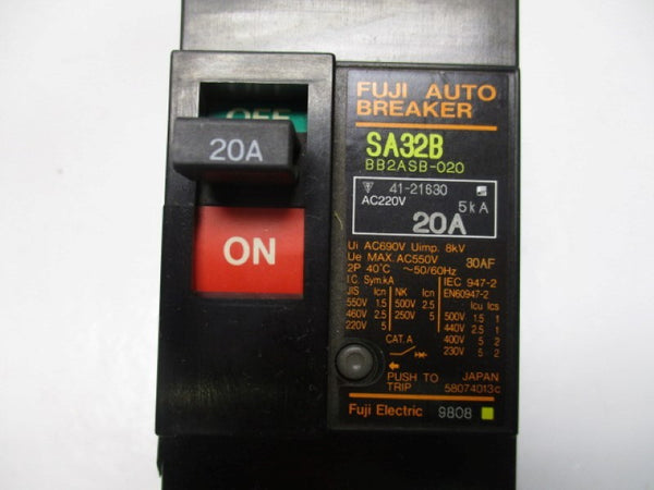 FUJI ELECTRIC SA32B CIRCUIT BREAKER 20A 220VAC (AS PICTURED)  NSNP