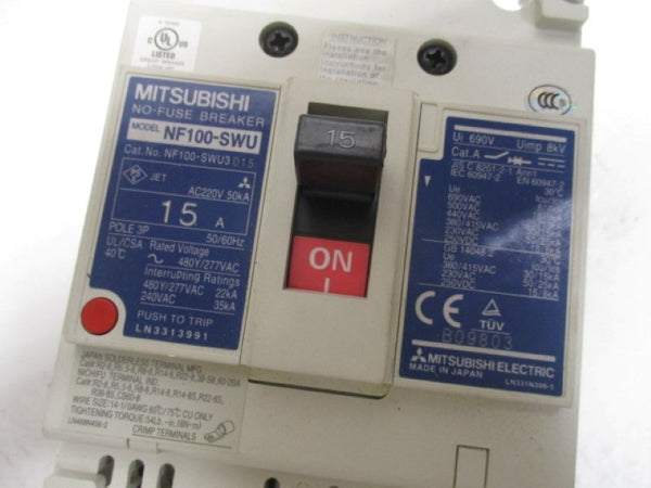 MITSUBISHI NF100-SWU3P15A CIRCUIT BREAKER 3P 15A  NSMP