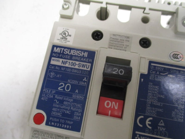 MITSUBISHI NF100-SWU3P20A CIRCUIT BREAKER 3P 20A  NSMP
