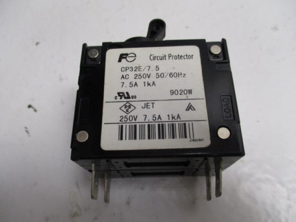 FUJI ELECTRIC CP32E/7.5 CIRCUIT BREAKER 7.5A 1KA 250VAC  UNMP