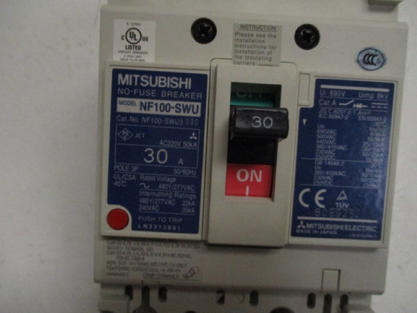 MITSUBISHI NF100-SWU CIRCUIT BREAKER 3P 30A  NSMP