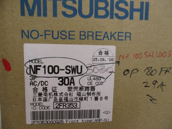 MITSUBISHI NF100-SWU CIRCUIT BREAKER 3P 30A  NSMP