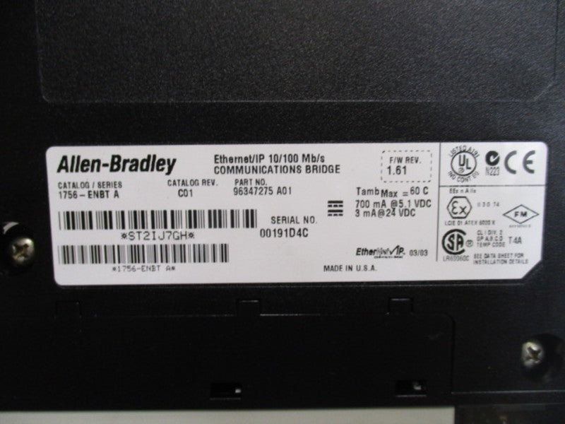 ALLEN BRADLEY 1756-ENBT SER. A F/W 1.61  NSNP