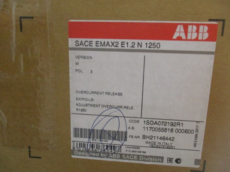 ABB SACE EMAX2-E1.2N-1250 1SDA072192R1  NSMP