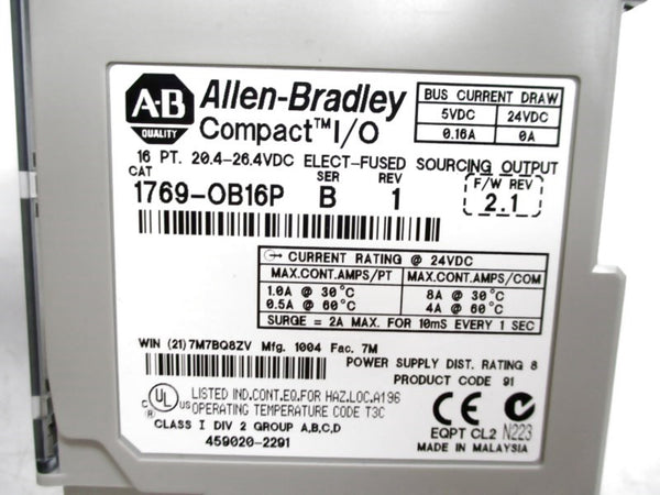 ALLEN BRADLEY 1769-OB16P SER. B F/W: 2.1 NSMP