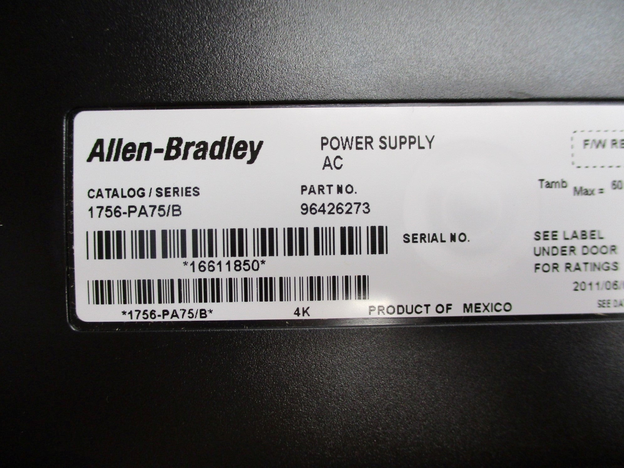 ALLEN BRADLEY 1756-PA75 SER. B 120/240VAC 13.0A NSMP