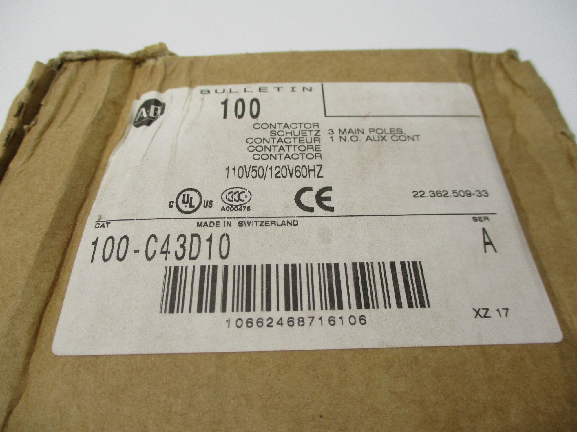 ALLEN BRADLEY 100-C43D10 SER. A 110/120V (BR/WH) NSMP