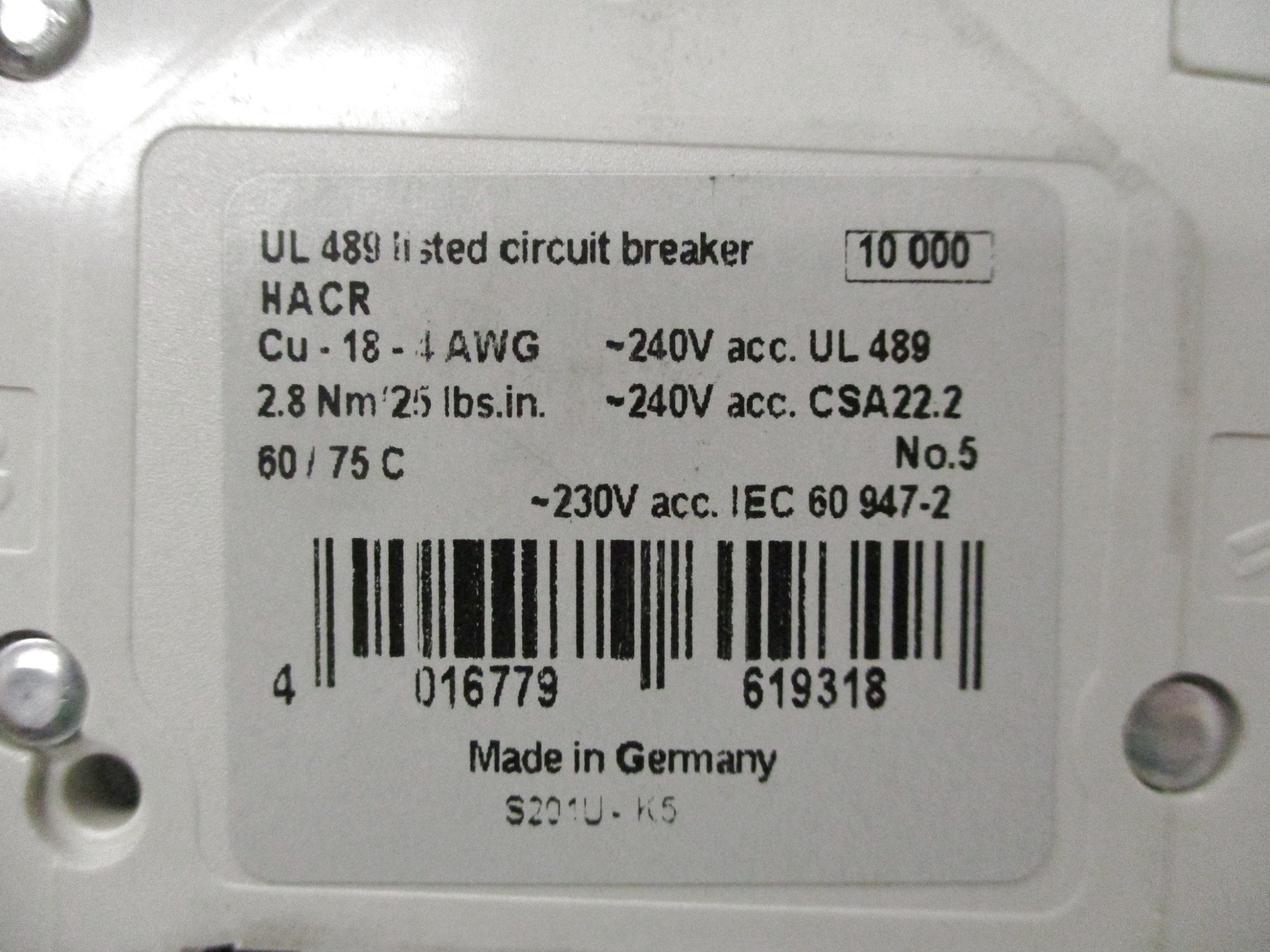 ABB S201UK5  5A 240V NSNP