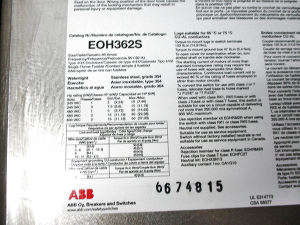 ABB EOH362S NSNP