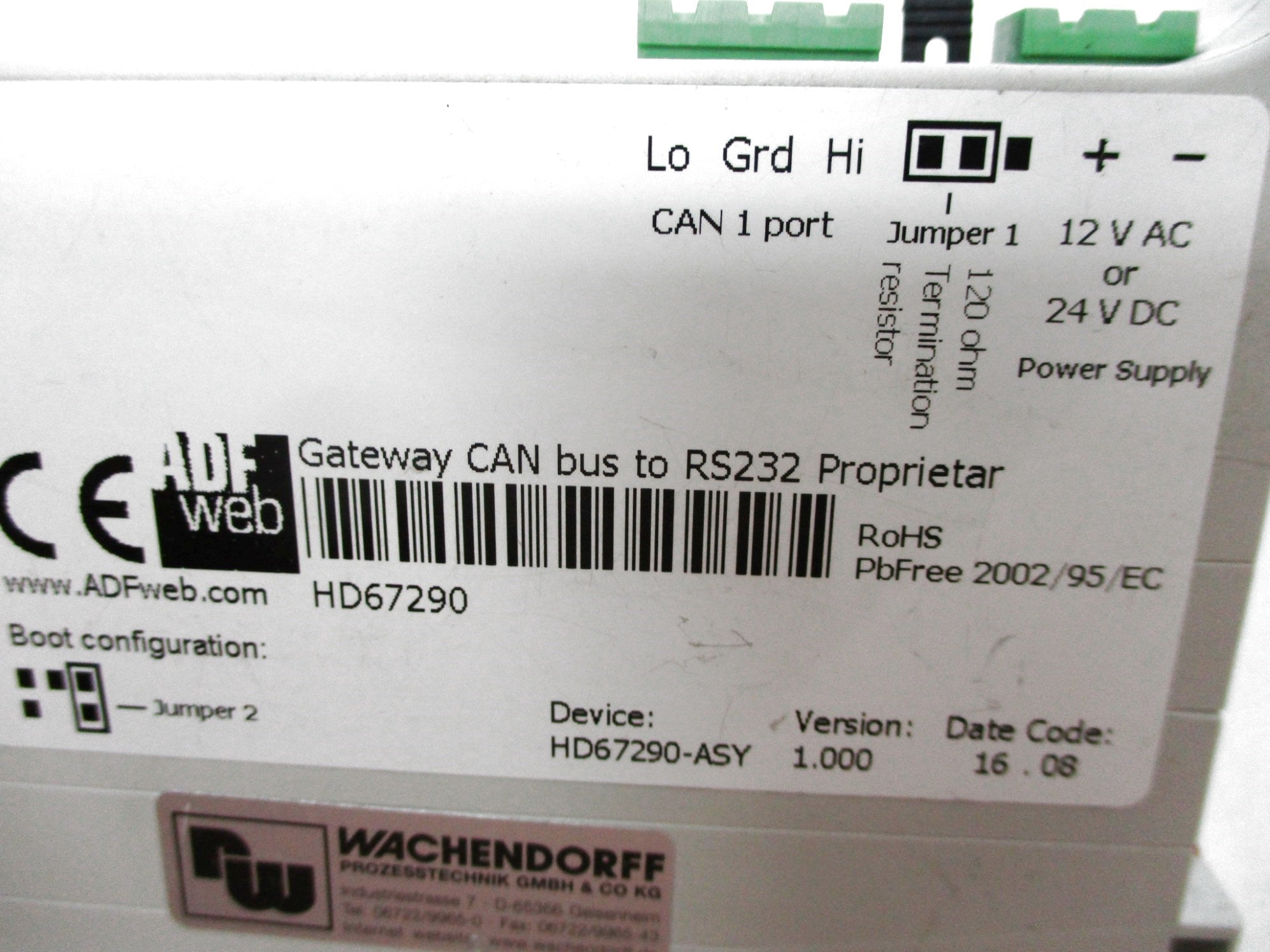 ADF WED HD67290 12VAC/24VDC NSNP