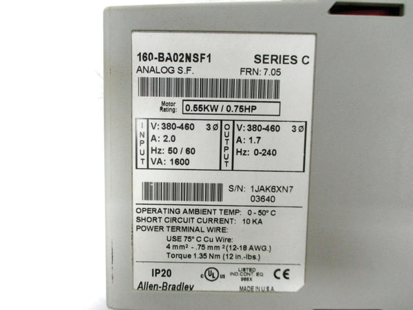 ALLEN BRADLEY 160-BA02NSF1 SER. C F/W: 7.05 UNMP