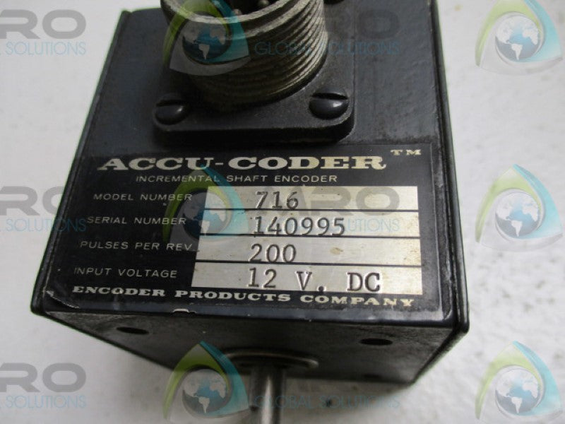 ACCU-CODER MODEL 716 140995 ENCODER 12VDC UNMP